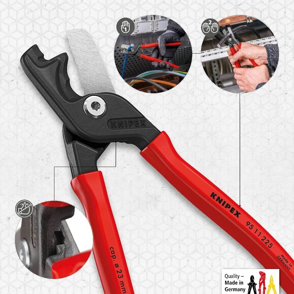 Knipex 95 11 225 Kademeli̇ Kesi̇mli̇ Kablo Makası