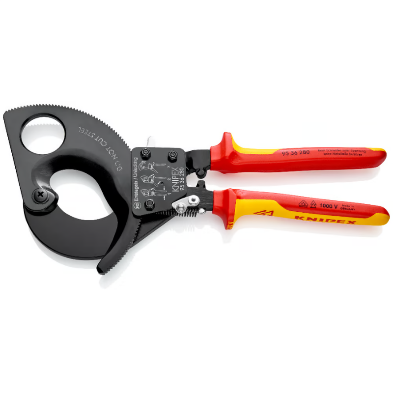 Knipex 95 36 280 Cırcır Mekanizmalı VDE Kablo Makası