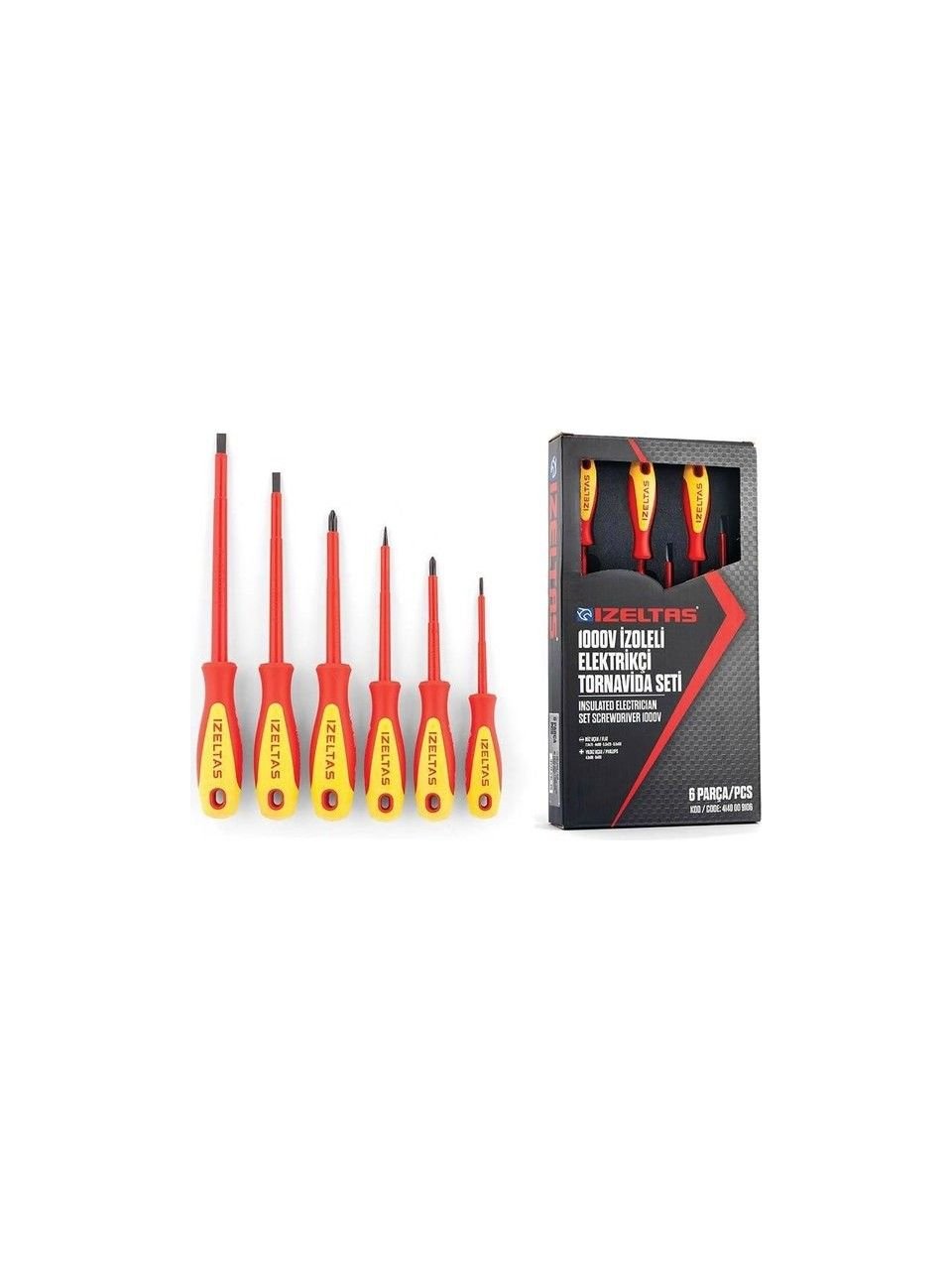 İzeltaş 1000V İzoleli Elektrikçi Tornavida Seti 6 Parça