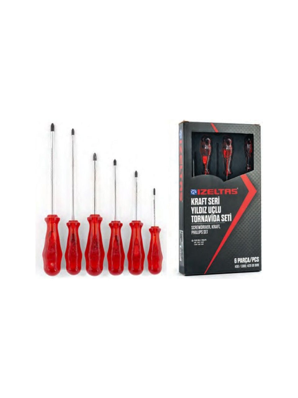 İzeltaş Kraft Seri Yıldız Uçlu Tornavida Takımı 6 Parça 4120008106
