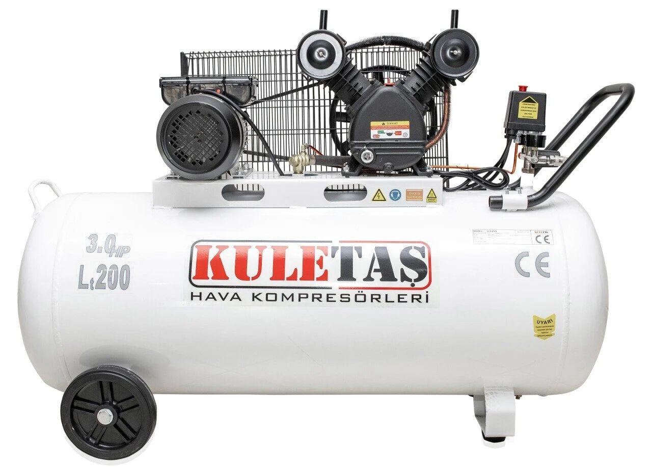 Kuletaş 200 lt 3 Hp 8 Bar Çift Kafa Pistonlu Hava Kompresörü