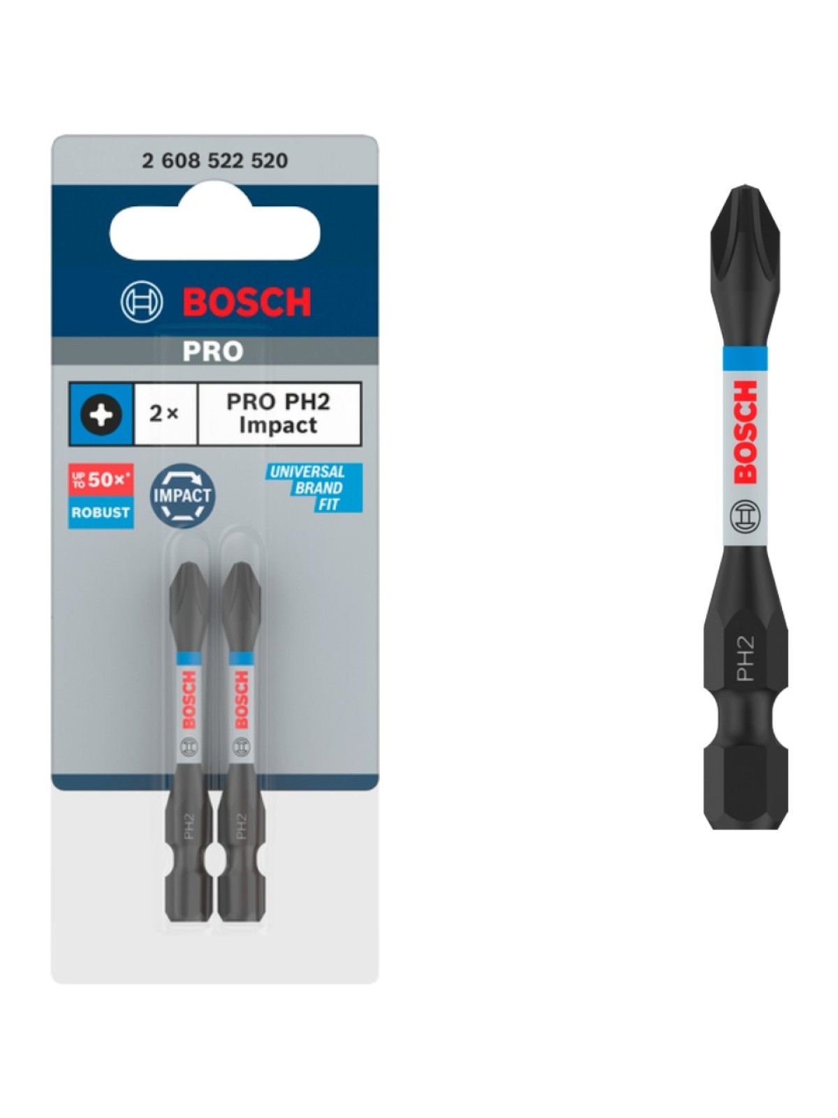Bosch Pro Impact PH2 Yıldız Vidalama Ucu 55mm 2'li 2608522520